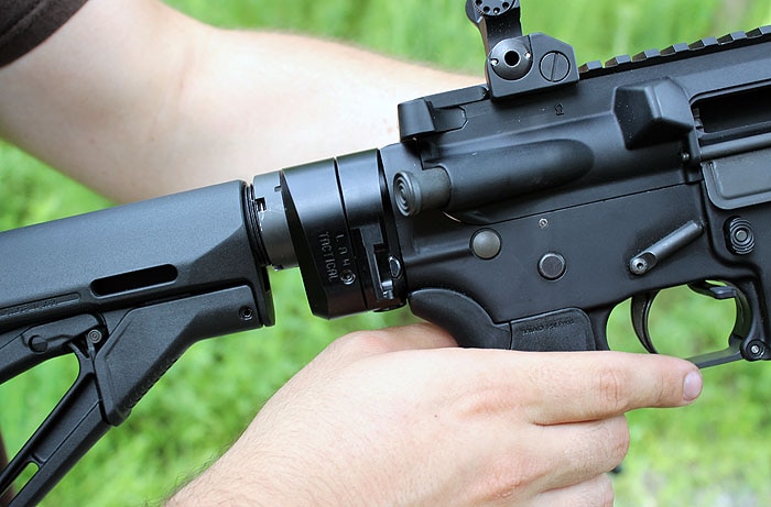 stock adapter on semi automatic rifle