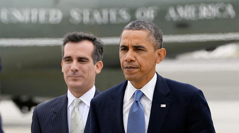 President Barack Obama and Los Angeles Mayor Eric Garcetti