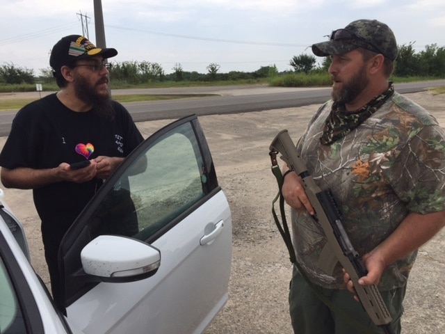 Navy veteran Chris Martin, 49, converted to Islam while serving in the military. He spoke with one of the armed citizens guarding the Oklahoma gun shop declared Muslim-free. (Photo: Muskogee Now)