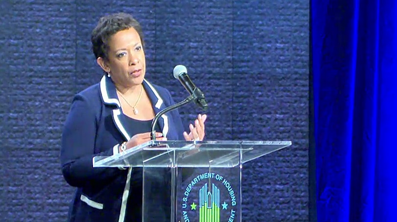 U.S. Attorney General Loretta Lynch delivered remarks on curbing gun violence during a speech at the Department of Housing and Urban Development’s Fair Housing Policy Conference in Washington, D.C. on Wednesday, Sept. 3, 2015. (Photo: ABC News screenshot) 