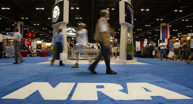 An NRA booth at a trade show.