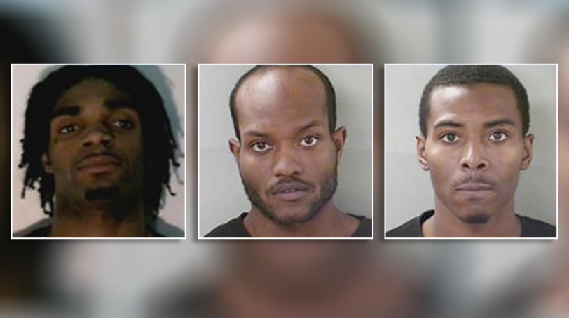 Robbery suspects (from left) Deviyon Smith, Rorrie Scales, Conteshio Lawrence 