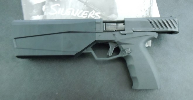 The current version, seen locked open here, includes a healthy slide stop lever and a two-style trigger. (Photo: Chris Eger/Guns.com)