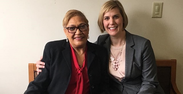Oregon State Rep. Jennifer Williamson, right, with Rev. Sharon Risher, a relative of victims of the Charleston shooting, who was in Oregon to testify about Williamson's bill. (Photo: Facebook)