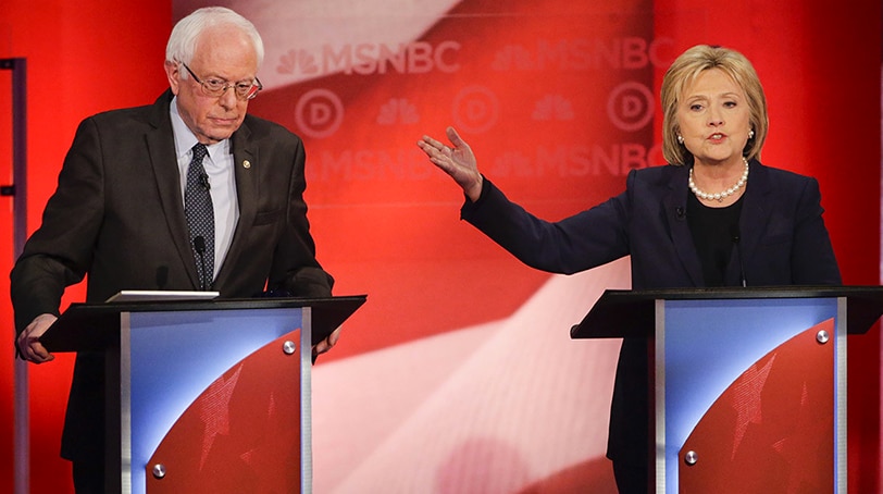 Former Secretary of State Hillary Clinton attacks Vermont Sen. Bernie Sanders during a one-on-one debate hosted by MSNBC Thursday night. (Photo: Associated Press) 