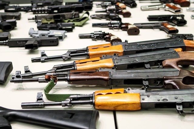 The guns shown off for the media Wednesday represent a small portion of the 791 turned in (Photo: LA Mayor's Office)