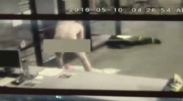 Naked burglar lends helping hand after break-in (VIDEO)