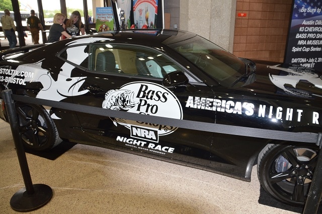 A couple of versions of the NRA National Sporting Arms Museum/ Bass Pro Shops #3 Camaro was on hand for NASCAR fans.