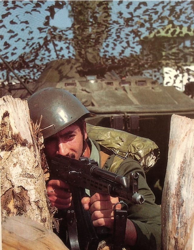 Soldier of the Hungarian People`s Army training with his country's AK variant, the AMD-65 rifle