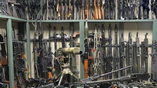 A room full of machine guns called the "weapons vault" at Battlefield Vegas. (Photo: Battlefield Vegas)