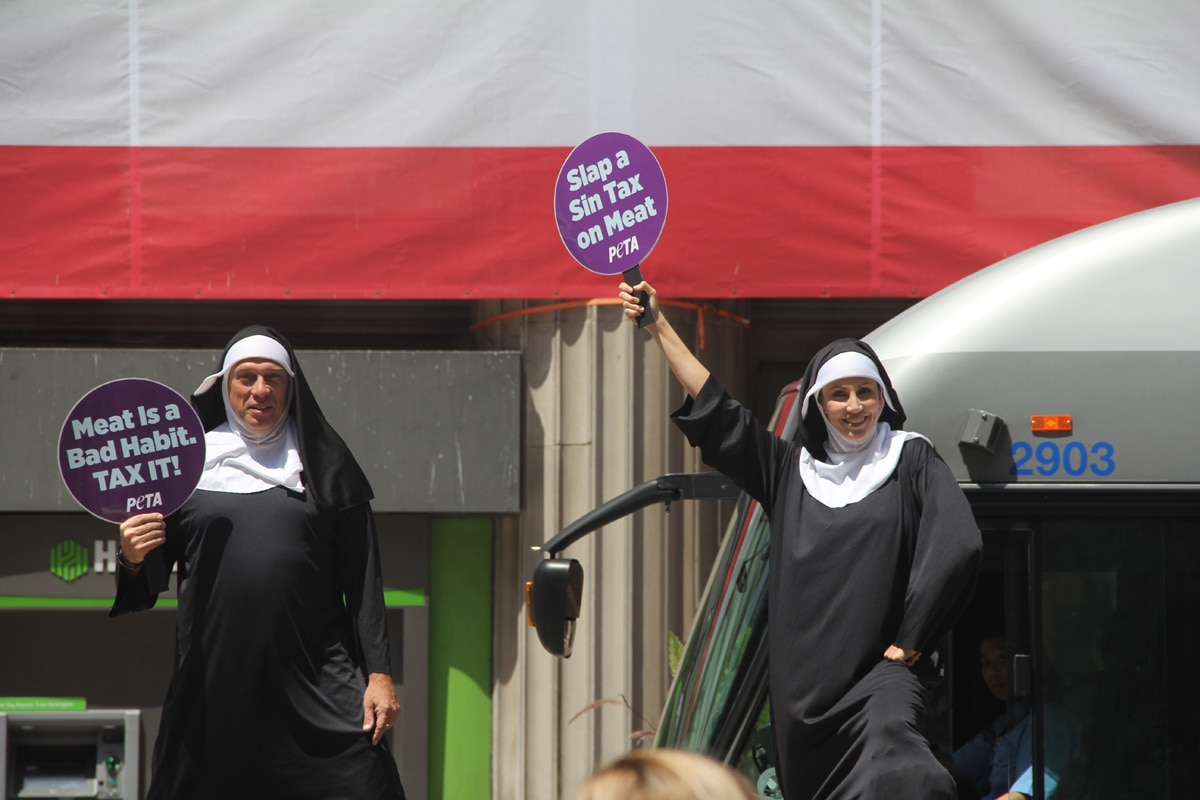 Meat is murder. I know because these giant nuns told me so. 