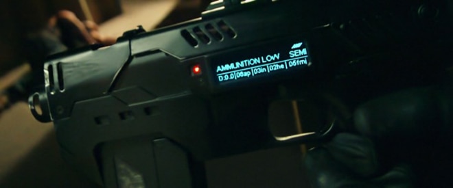 A fictionalized version of a smart gun. In the film Dredd, the character's smart gun reads DNA and offers select-fire options. (Photo: Dredd)