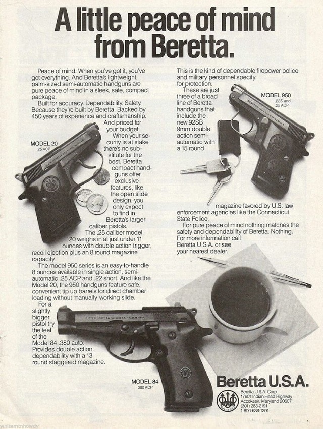 Even jumping into the 1980s...look at this Beretta splay