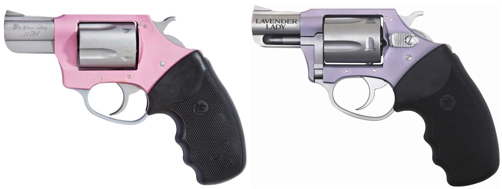 Charter Arms revolvers: The Pink lady, left, and The Lavender Lady. (Photo: Charter Arms)