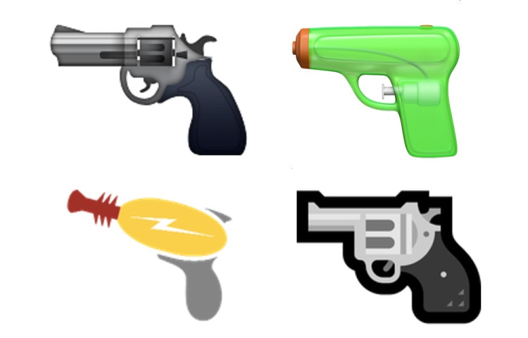 Apple Microsoft gun emojis