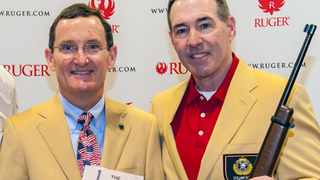 Ruger's current CEO, Mike Fifer, left, and next one, Christopher Killoy in April 2015. 