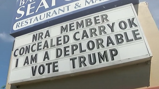 Pro-Trump Seafood restaurant, Olympian shooter address 2A and 'Deplorable' label