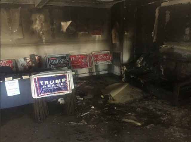 Republican headquarters fire aftermath