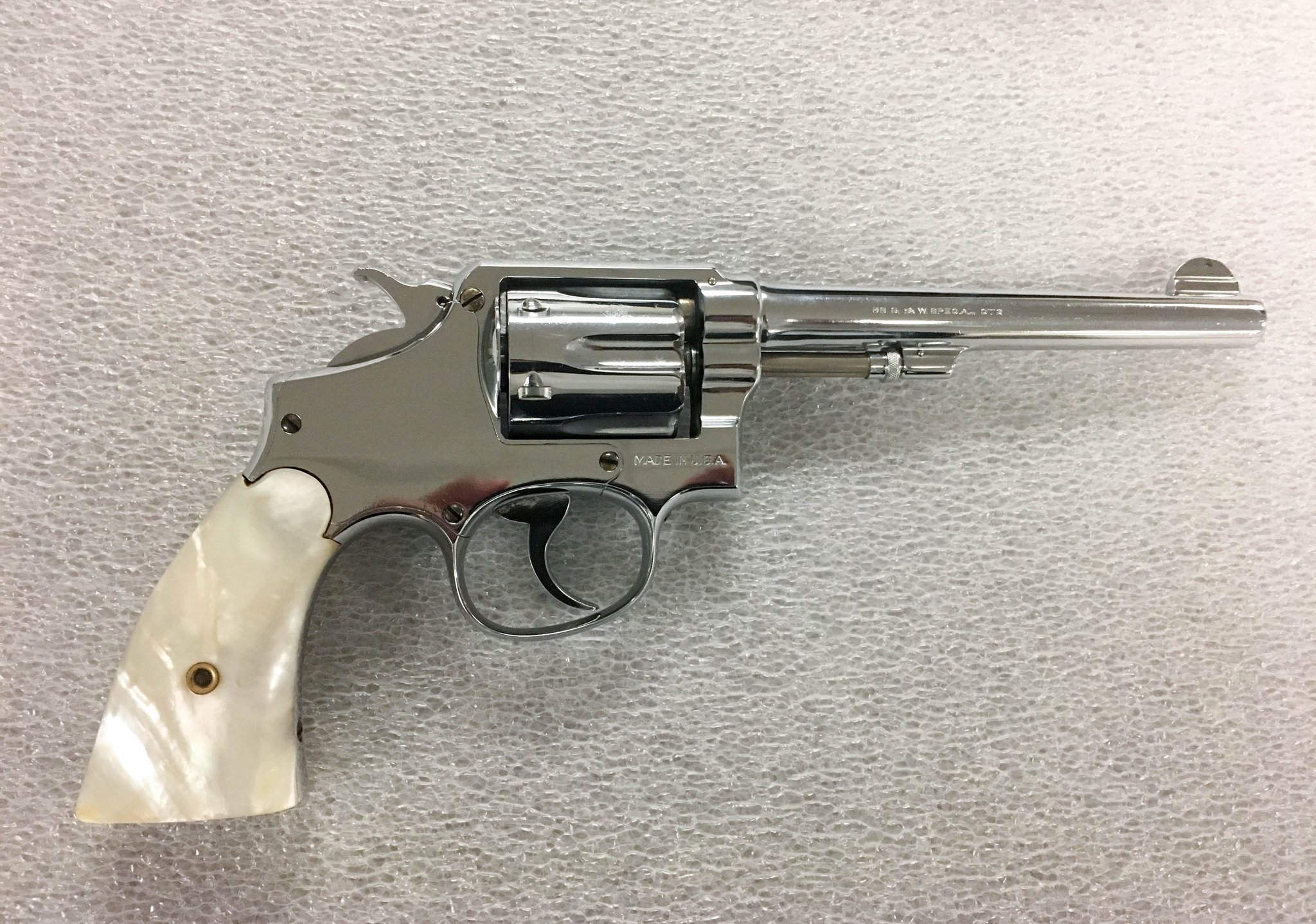 The 1925 Smith & Wesson .38-caliber pearl handed revolver confiscated from Al Capone during an arrest in 1928.
