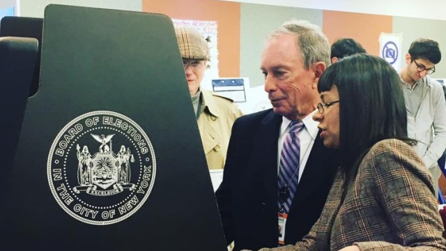 Former New York Mayor Michael Bloomberg, seen above at a polling location, failed to make enough of an impression on Maine voters to pass a $5 million gun control initiative. (Photo: Mike Bloomberg Facebook)