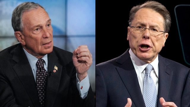 Former New York Mayor Michael Bloomberg and NRA Executive Vice President National Rifle Assoc. Wayne LaPierre have seen tens of millions spent on each side nationwide this year. (Photo: NBC News)