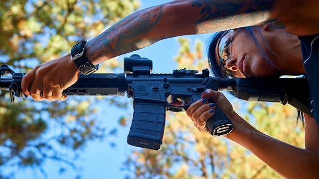 Alex, a 3-gun competitor, shooting a Springfield Saint rifle. (Photo: Springfield Armory)