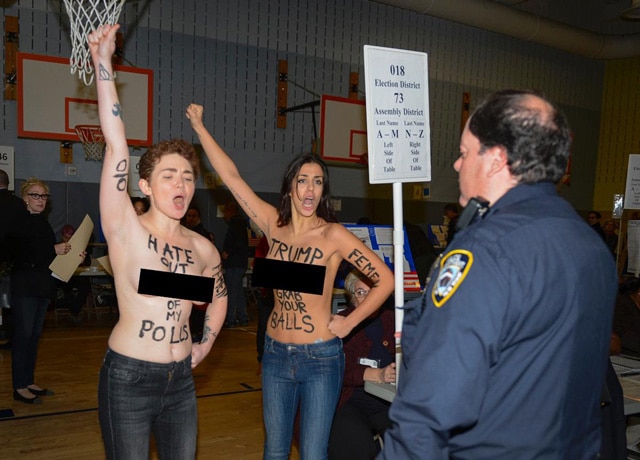 topless protesters