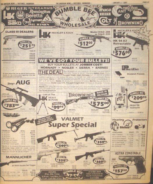This 1985 Shotgun News ad includes Steyr Augs for $789. Hey, it was the Reagan years. 