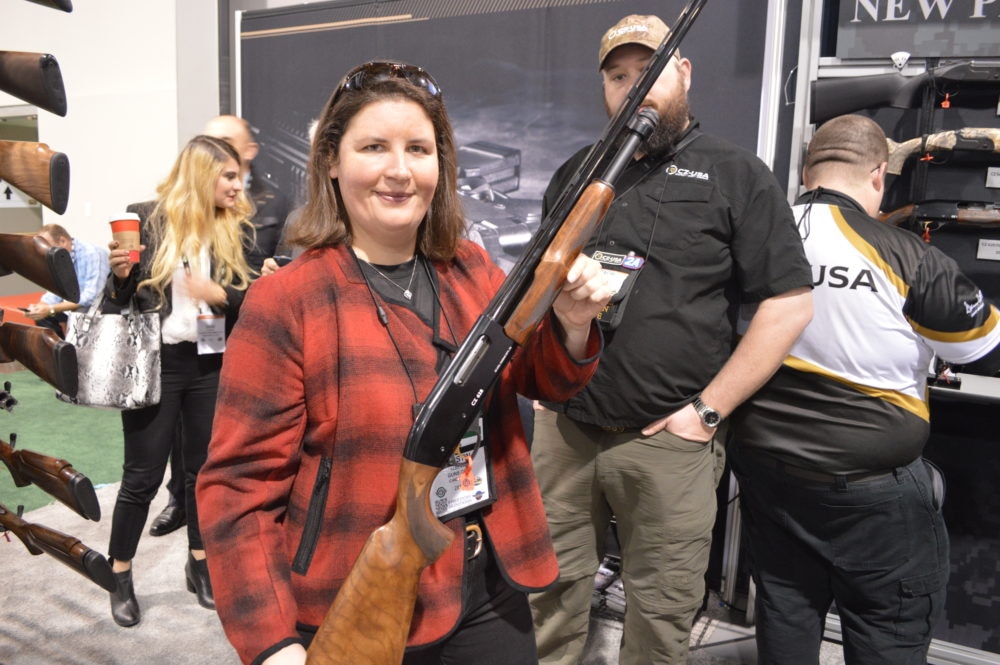CZ debuted the new pump-action 628 Field Select shotgun. This is a 28-gauge with a 28" ported barrel, select grade Walnut, all under 6 pounds. A 620 model in 20 gauge is also offered. (Photo: Kristin Alberts)