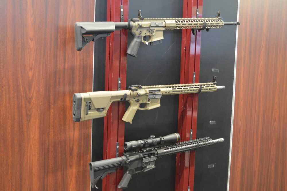 Nosler displayed full rifles in 22 Nosler from not only Colt, but also these three from Noveske, and Stoner. (Photo: Kristin Alberts)