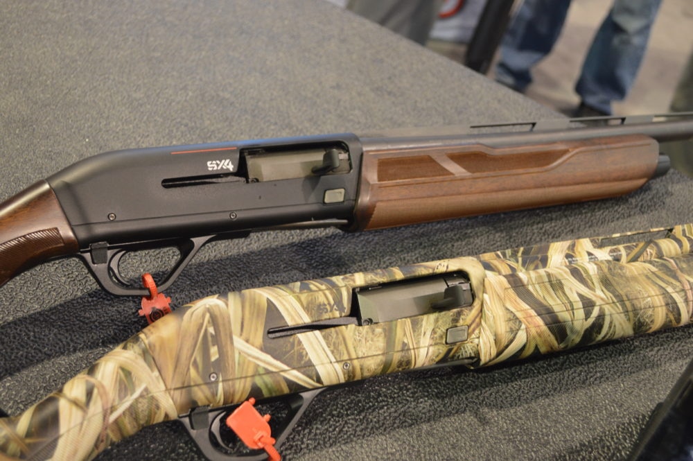Winchester showed off the new SX4 line of semi-auto shotguns, with improvements geared toward hunters. There's a larger bolt handle, bolt release, and trigger guard for easier use in adverse conditions with gloved hands. (Photo: Kristin Alberts)