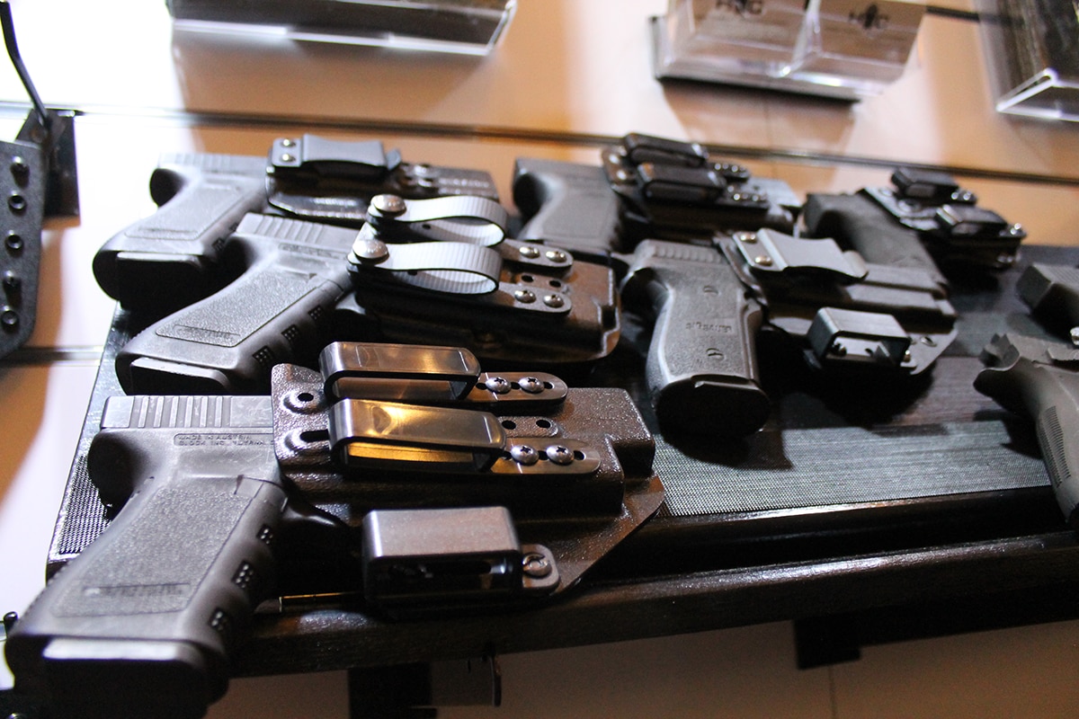 A mixture of IWB rigs from High Threat Concealment. (Photo: Jacki Billings) 