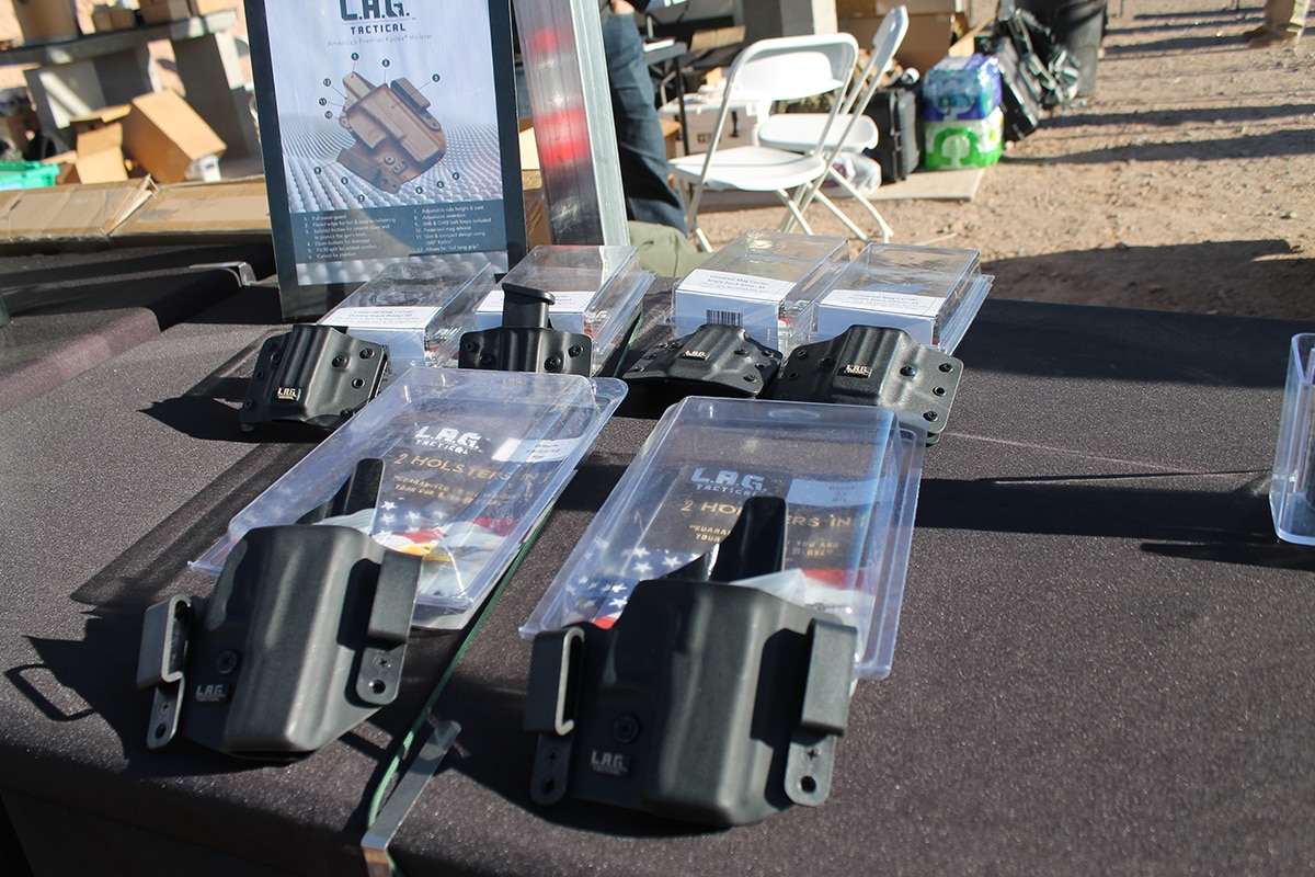 L.A.G. Tactical serving up some holster options on the range. (Photo: Jacki Billings) 