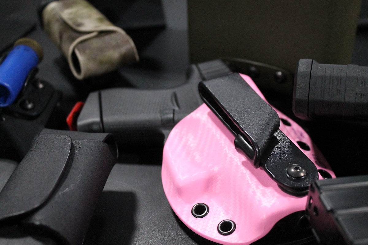 What would a ladies round-up be without a little pink? A pink AIWB holster from Double Click Holsters. (Photo: Jacki Billings)