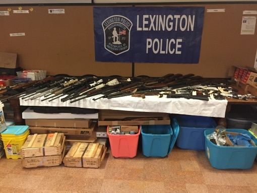 Officers seized 10,000 rounds of ammunition, rifles, shotguns, pistols in addition to black powder and large capacity feeding devices. (Photo: Middlesex District Attorney)