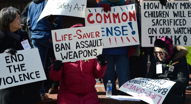 Supporters of gun control demonstrate at a rally in 2013 at the Maryland State House. (Patrick Smith/Getty Images via Washington Post)