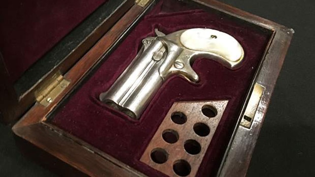 The Remington derringer alleged to be recovered from the hotel room where Doc Holliday died on Nov. 8, 1887 in Glenwood Springs, Colo. (Photo:Chelsea Self/Glenwood Springs Post Independent)