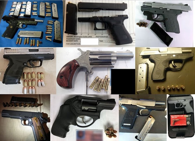 TSA discovered 79 firearms in carry ons at their checkpoints last week including 21 last Thursday alone-- a one day record for the agency. (Photo: TSA)