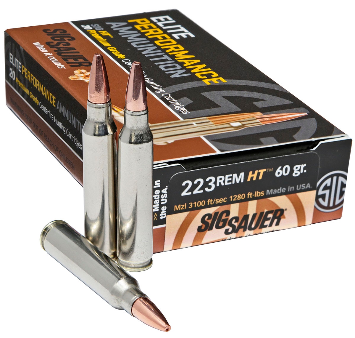 The .223 Rem. round joins the .308 Win and 300 BLK on Sig's rifle ammunition line. (Photo: Sig Sauer)