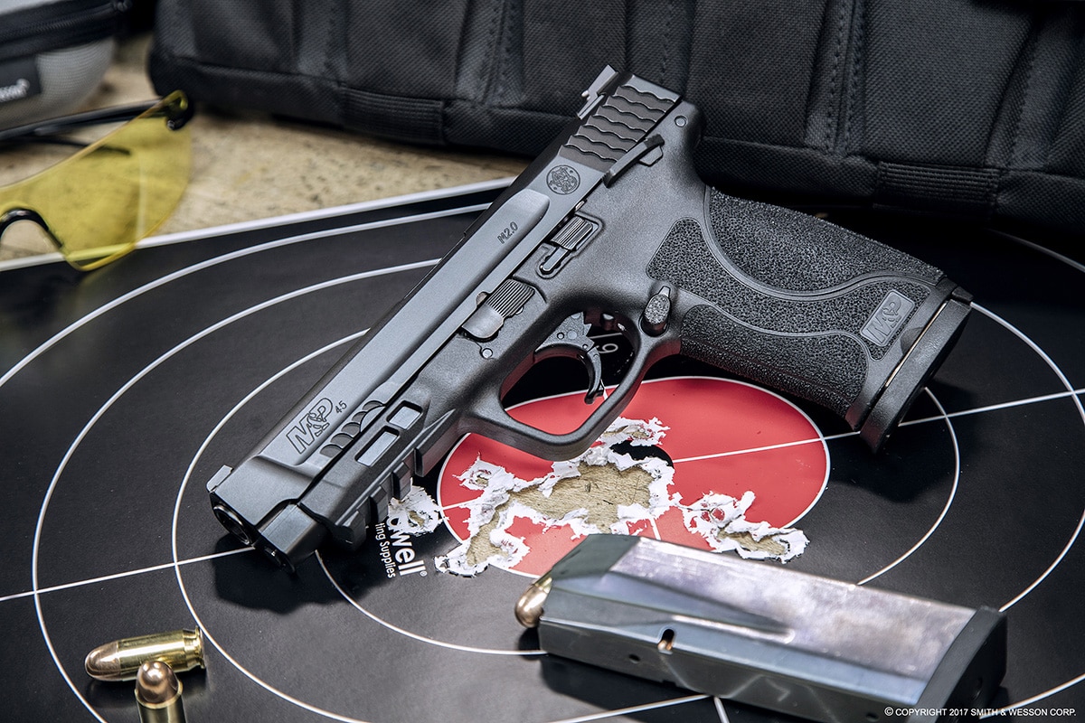 The M2.0 is getting a .45 ACP boost, with the bigger, bolder chambering now shipping to dealers. (Photo: Smith & Wesson)