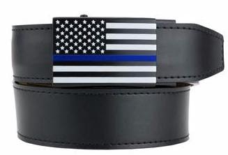 The Thin Blue Line belt by Nexbelt uses the familiar graphic to commemorate the sacrifices of fallen police officers. (Photo: Nexbelt)