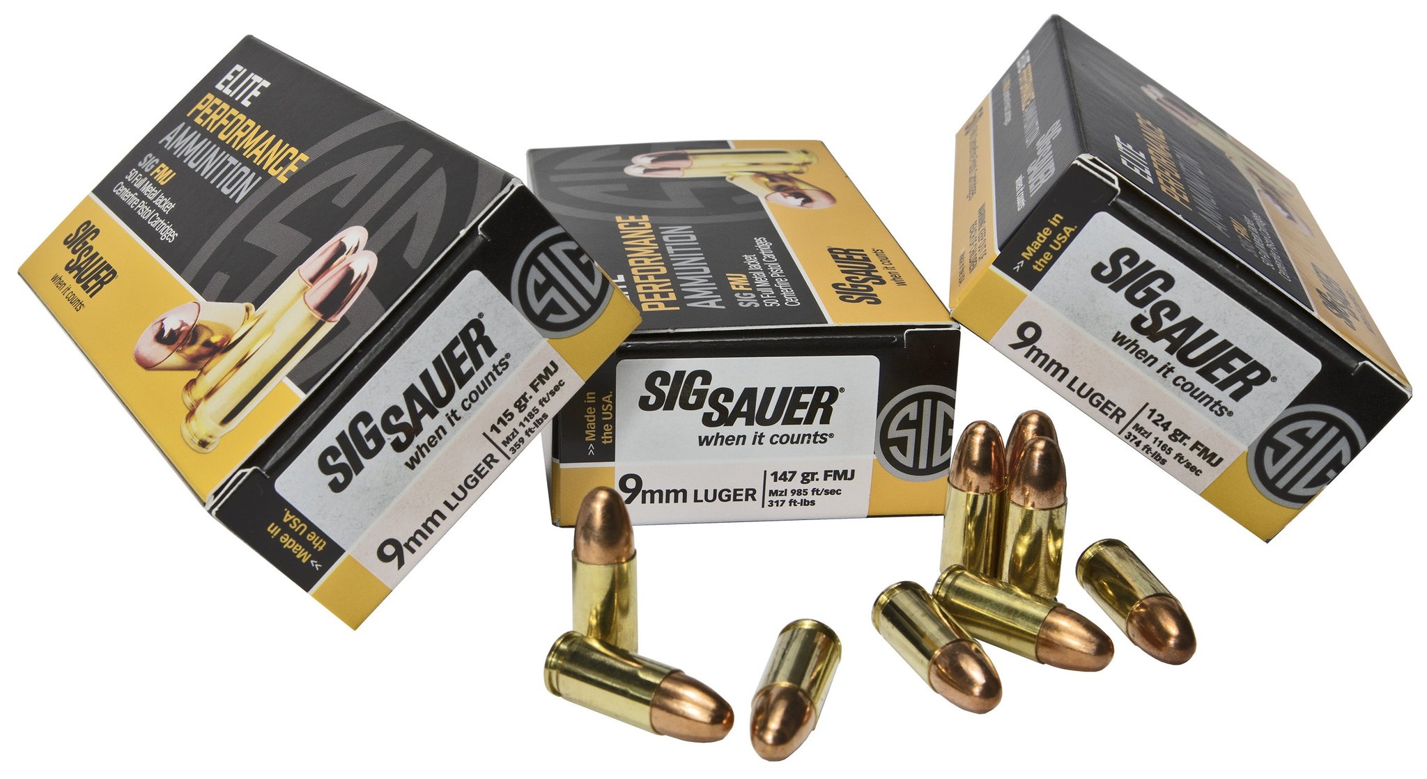 Sig Sauer will soon offer three weight options on the 9mm FMJ lineup. (Photo: Sig Sauer)