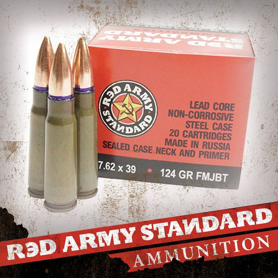 The 7.62x39mm ammo is branded under Red Army Standard. (Photo: Century Arms)