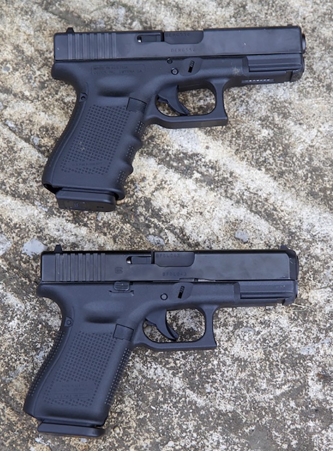 2 glock g19 guns side by side comparison of gen 4 and gen 5
