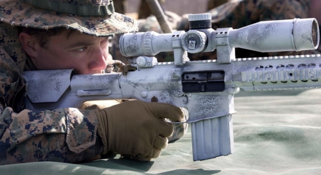 The military already uses a number of 7.62mm rifles such as the semi-auto M110 Semi-Automatic Sniper System shown here and the legacy select-fire M14, but could soon be getting a lot more. (Photo: LCpl. Juan C. Bustos/U.S. Marines)