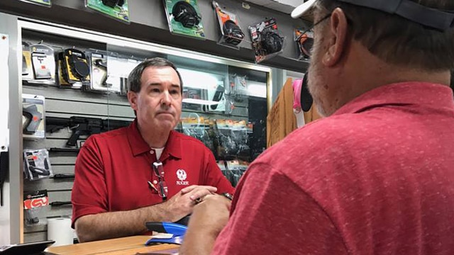 Ruger CEO Chris Killoy at a gun shop talking shop with Ruger fans. Photograph taken May 13, 2017. (Photo: Ruger/Facebook)