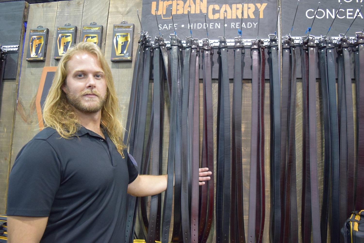 Plenty of belts at Urban Carry. The spokesman says the leather holds up so well that they outlast the buckle. (Photo: Daniel Terrill/Guns.com)