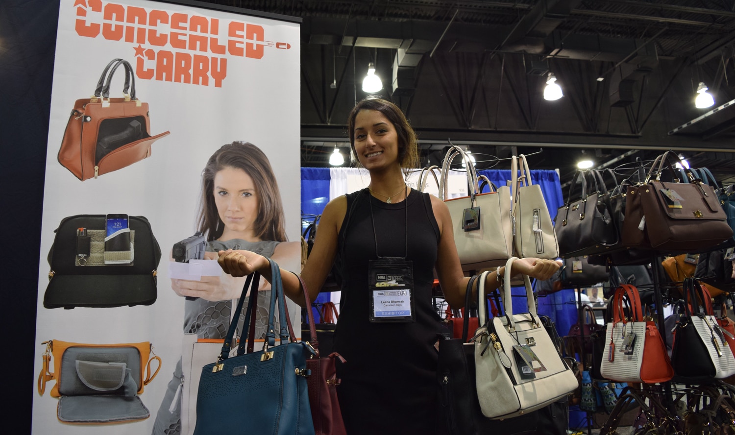 Bags, bags and more bags at Cameleon Bags, a concealed carry purse maker. (Photo: Daniel Terrill/Guns.com)
