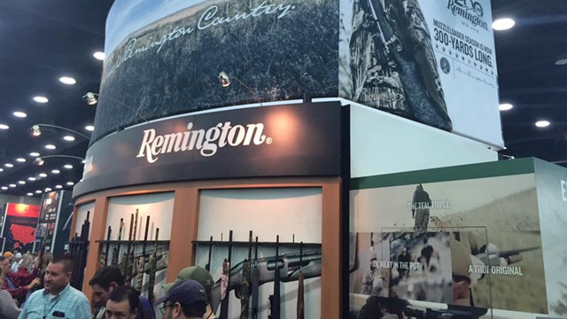 A beehive of activity at the Remington booth during the NRA show in 2016. (Photo: Remington)