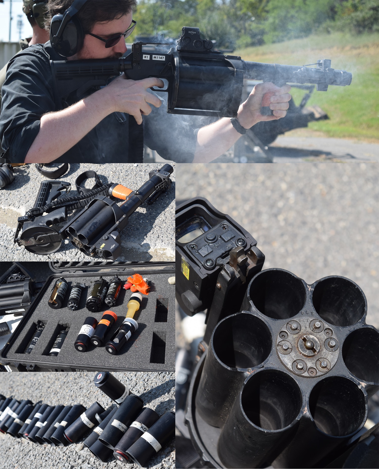 The many sides of a less lethal launcher. The device shoots canisters often containing rubber bullets, but there’s a wide range of ammunition. (Photo: Daniel Terrill/Guns.com)